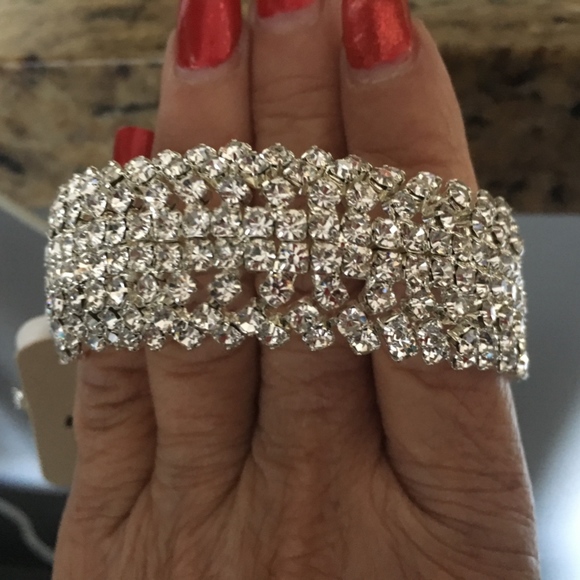 Natasha Pave Crystal Bracelet on Silver Background - Picture 1 of 3